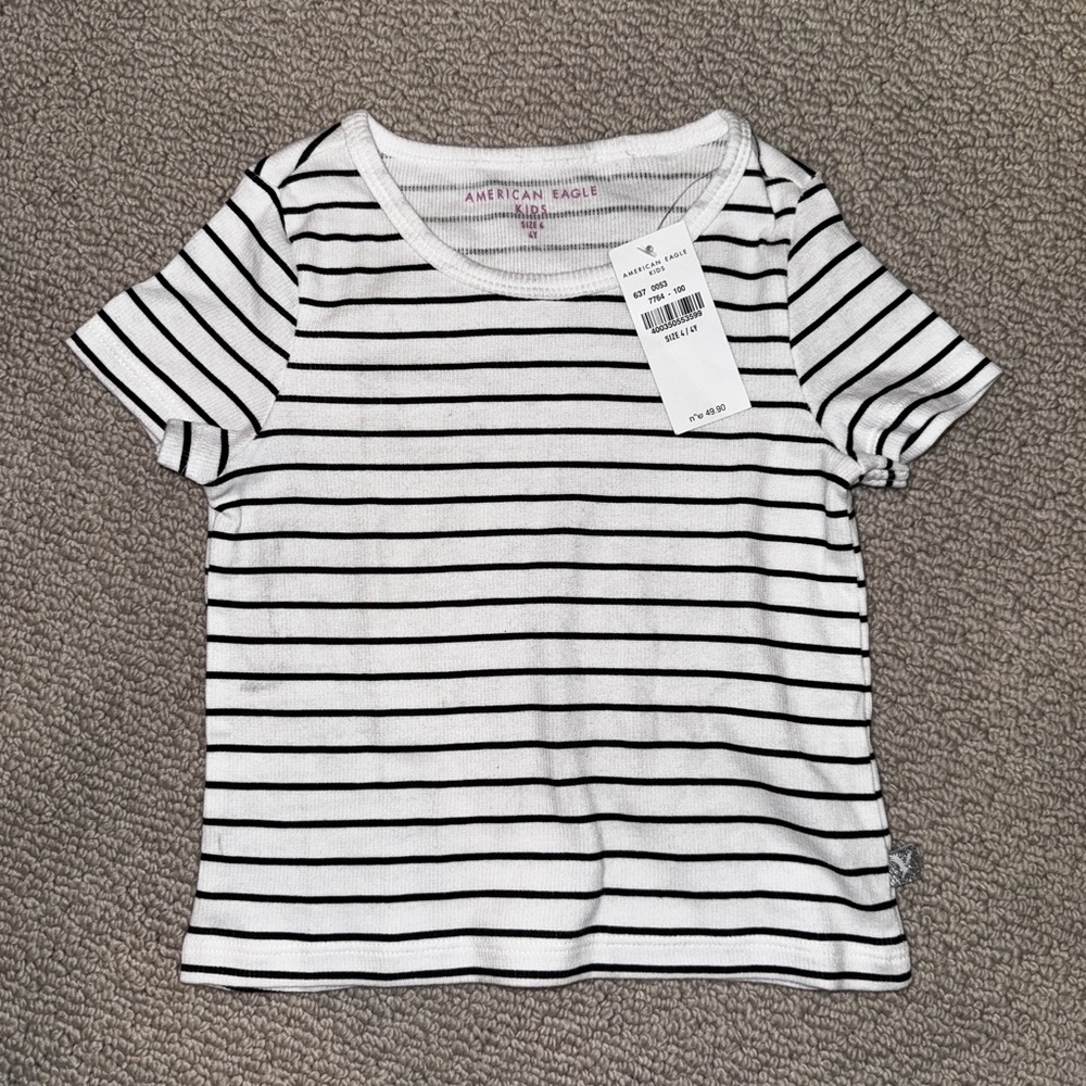 American Eagle Outfitters Kids Striped Black and White T-Shirt 4T